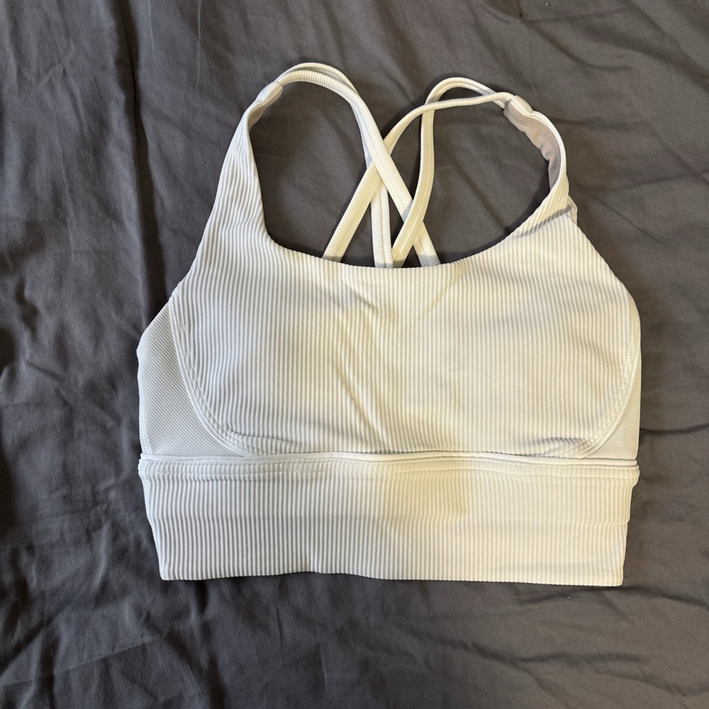 Lululemon Athletica White Ribbed Sports Bra